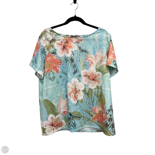 Top Short Sleeve By Chicos In Blue & Orange, Size: Xl