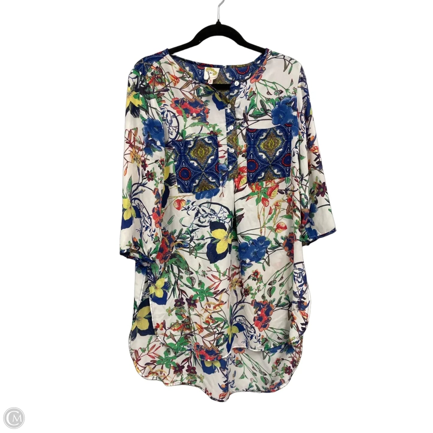 Dress Casual Short By Figuero & Flower In Blue & White, Size: M