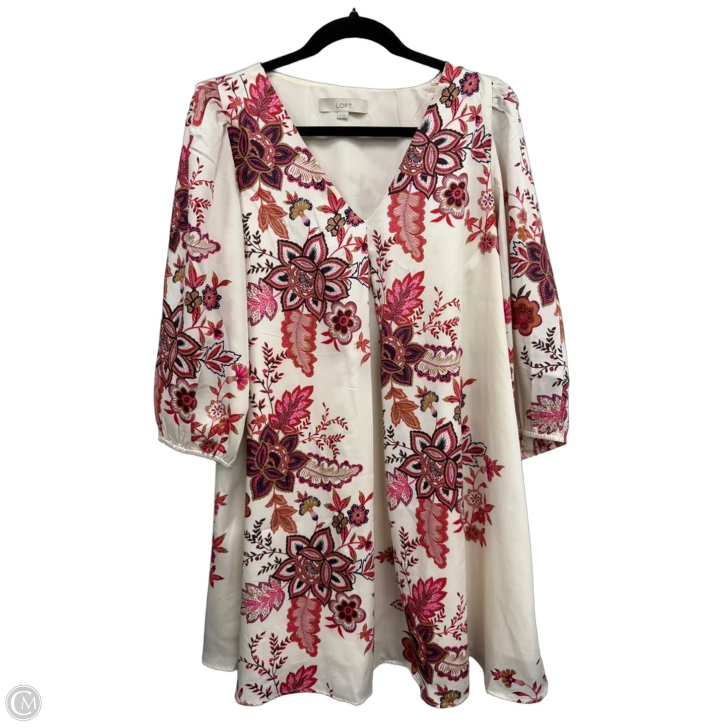 Dress Casual Short By Loft In Cream & Red, Size: M