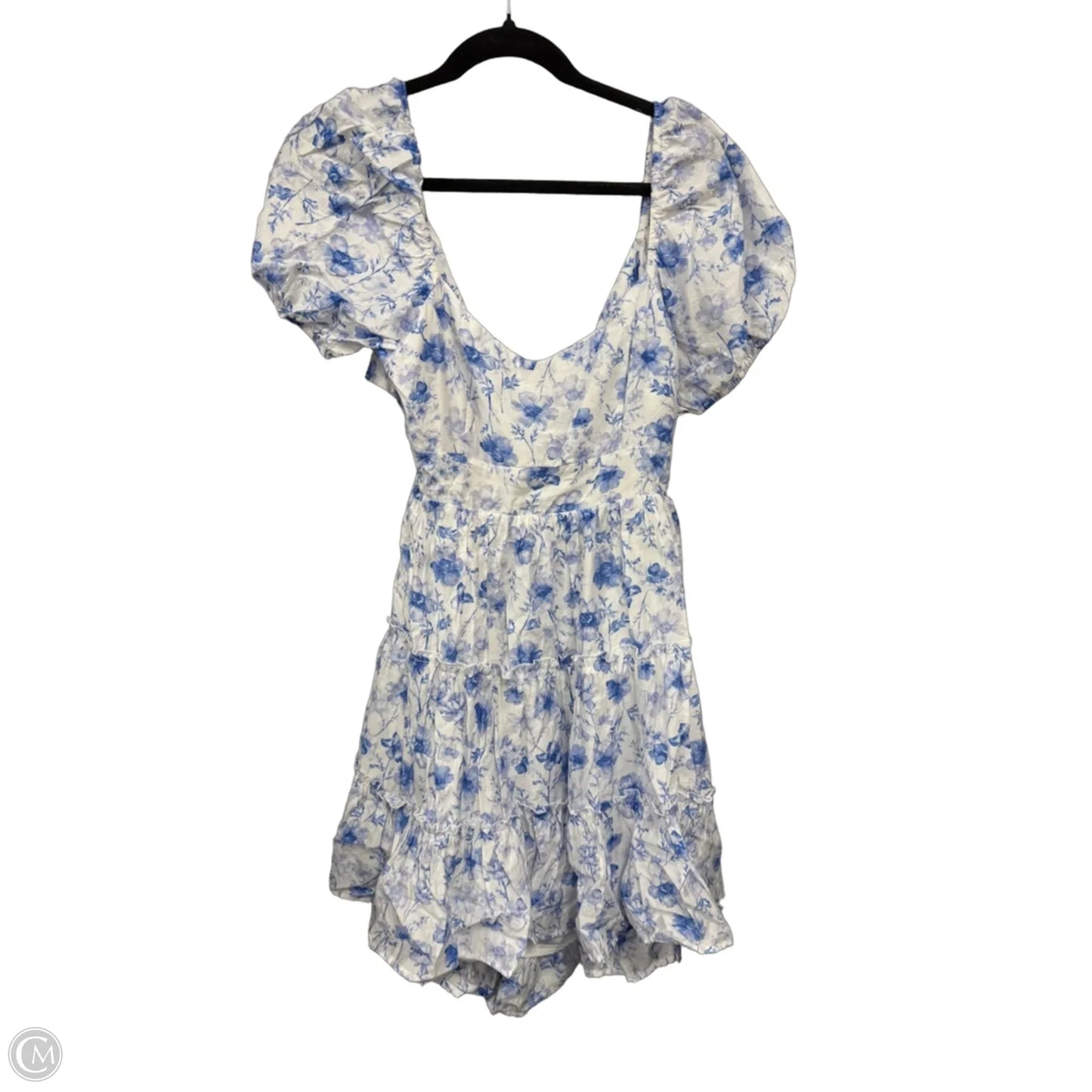 Dress Casual Short By Clothes Mentor In Blue & White, Size: L
