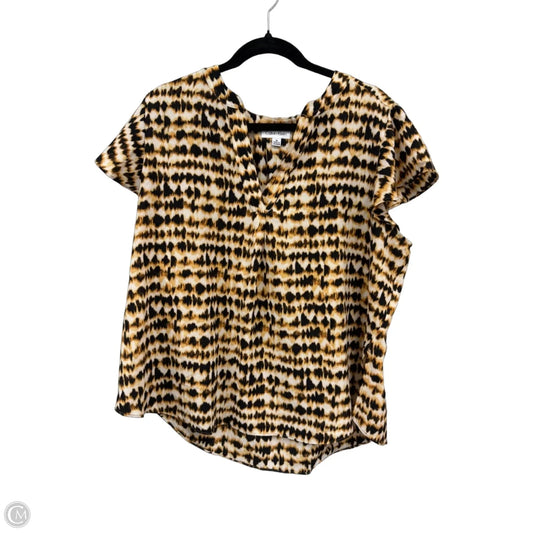 Blouse Short Sleeve By Calvin Klein In Black & Cream, Size: 1x