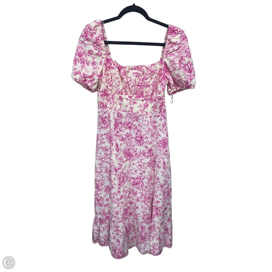 Dress Casual Midi By London Times In Cream & Pink, Size: 8