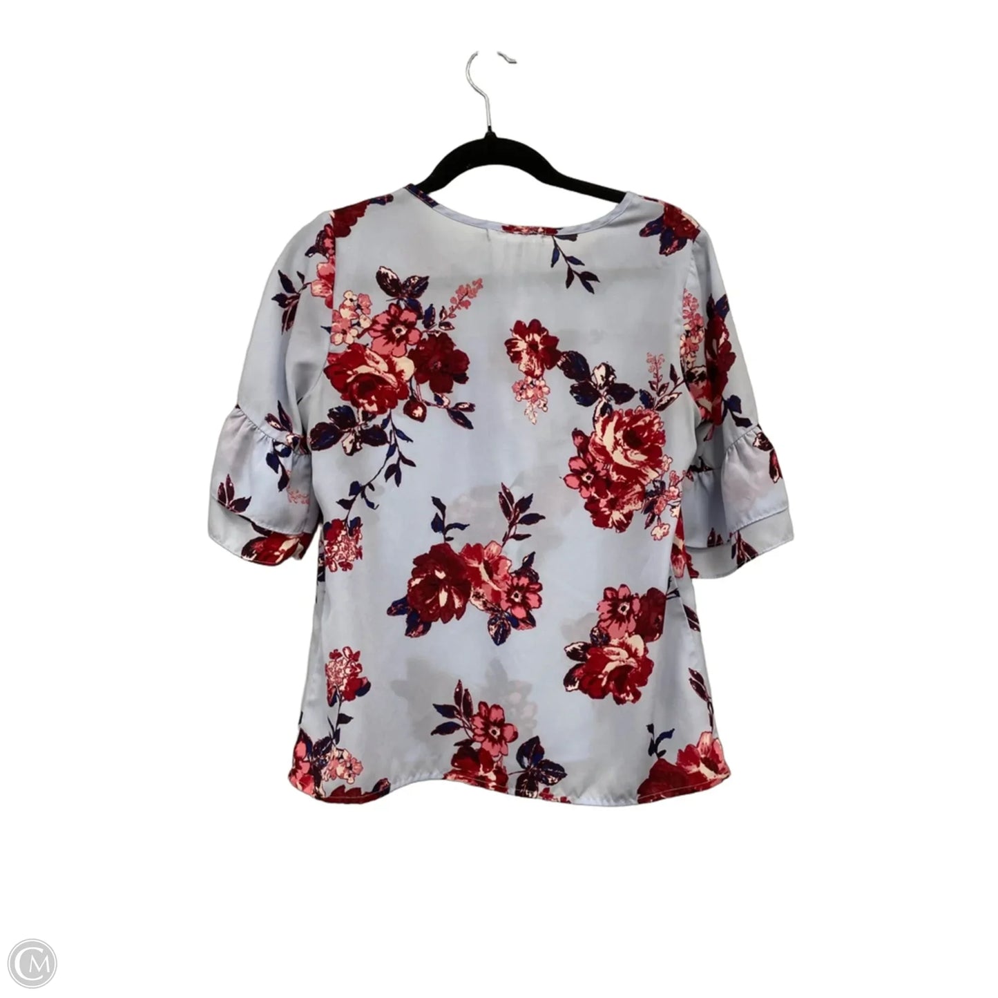 Blouse Short Sleeve By Living Doll In Blue & Red, Size: M