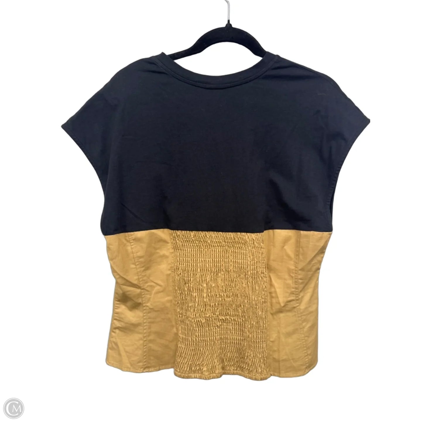 Top Short Sleeve By Anthropologie In Black & Tan, Size: Xl