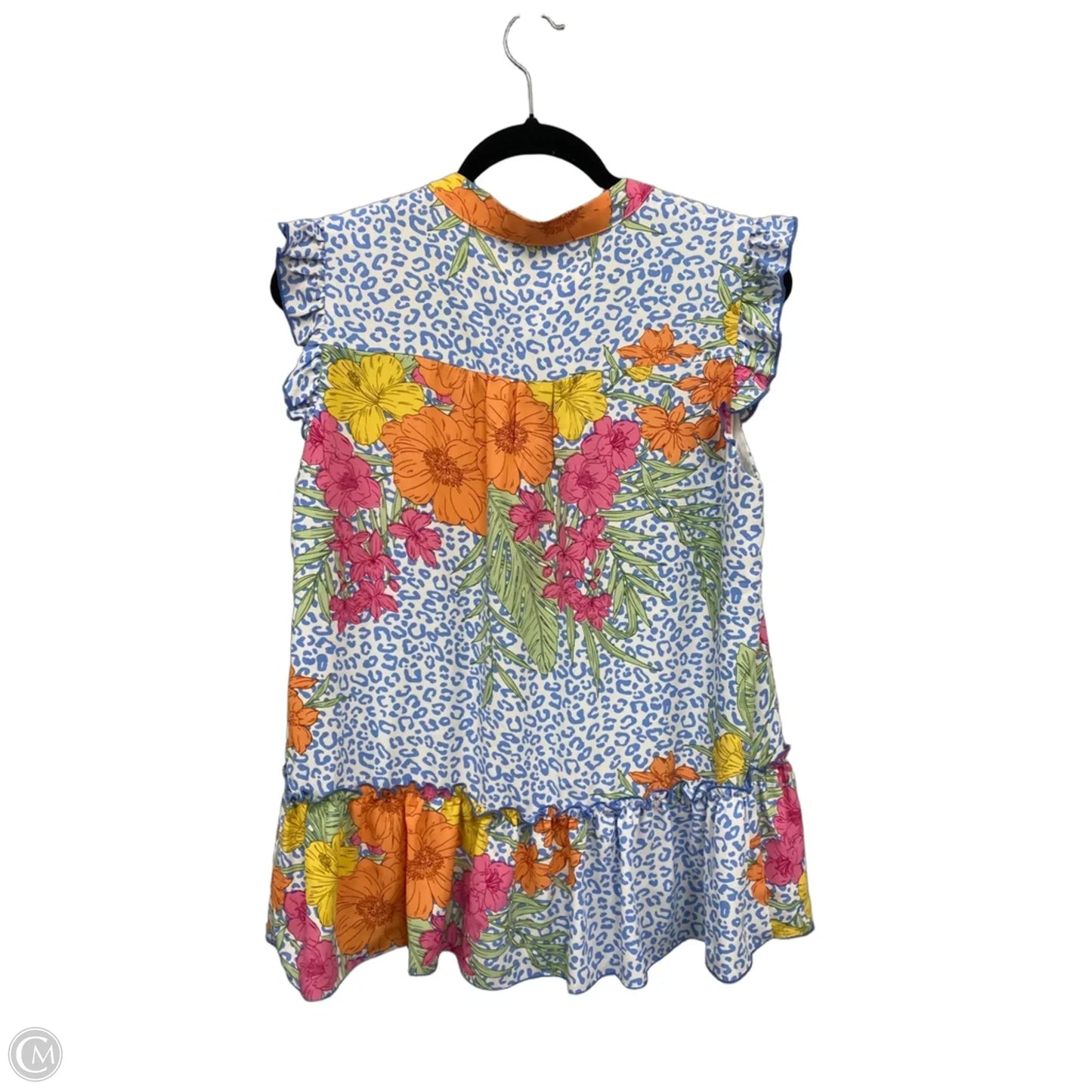 Top Short Sleeve By Joy Joy In White & Yellow, Size: L