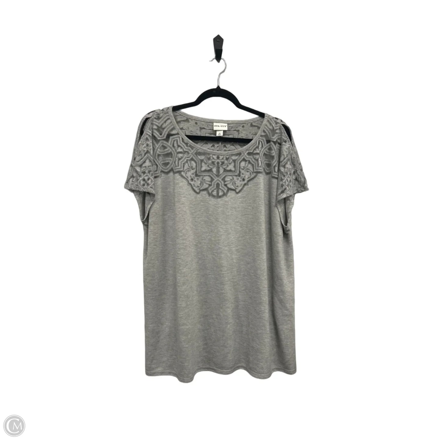 Top Short Sleeve By Ava & Viv In Grey, Size: 2x