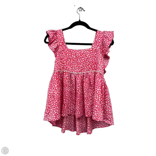 Blouse Short Sleeve By Thml In Pink & White, Size: S