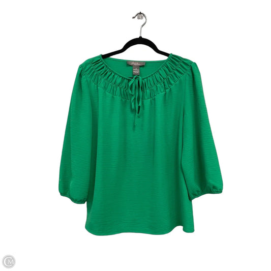 Blouse 3/4 Sleeve By Clothes Mentor In Green, Size: M