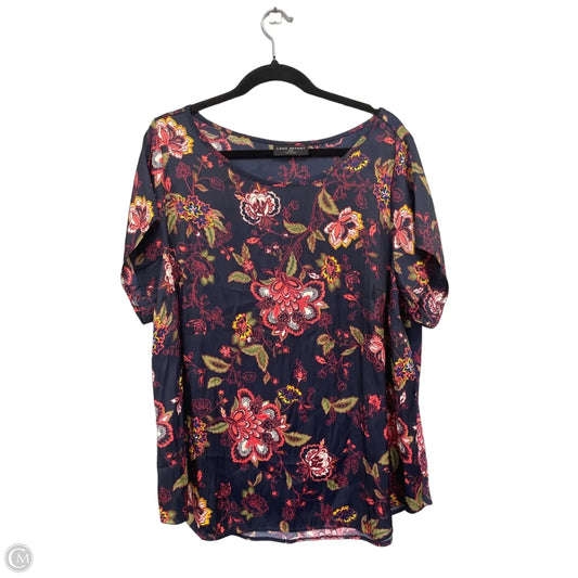 Blouse Short Sleeve By Lane Bryant In Blue & Pink, Size: 18