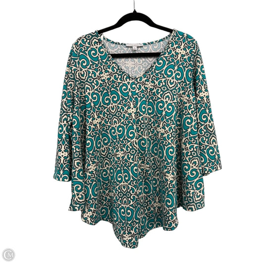 Top Short Sleeve By Green Envelope In Cream & Green, Size: 1x