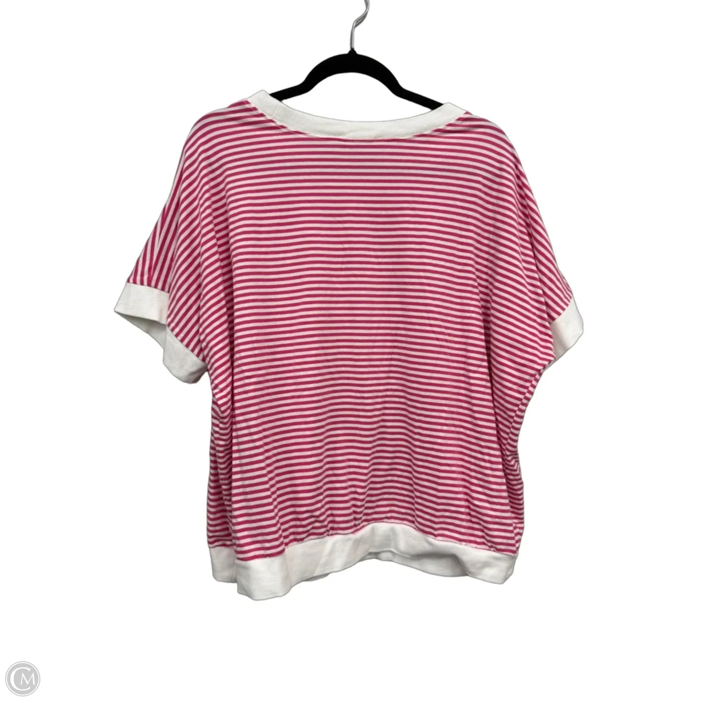 Top Short Sleeve By Zenana In Pink & White, Size: 1x