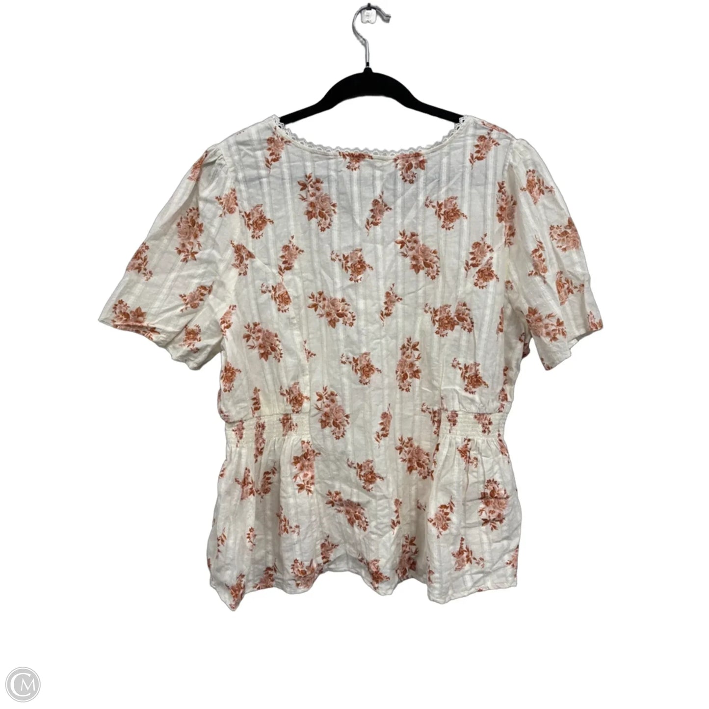 Top Short Sleeve By Blu Pepper In Cream & Orange, Size: 3x