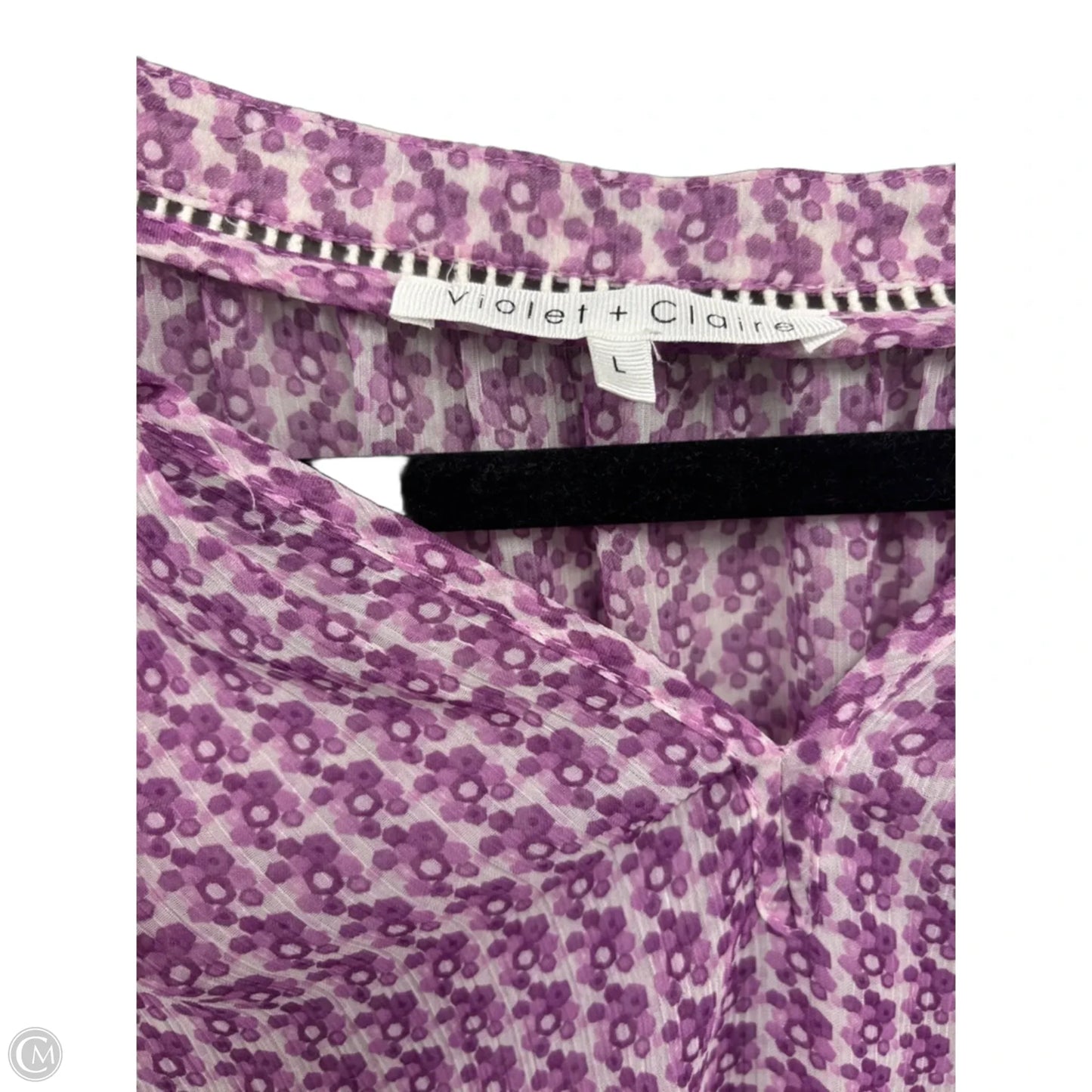 Blouse Long Sleeve By Violet And Claire In Purple & White, Size: L