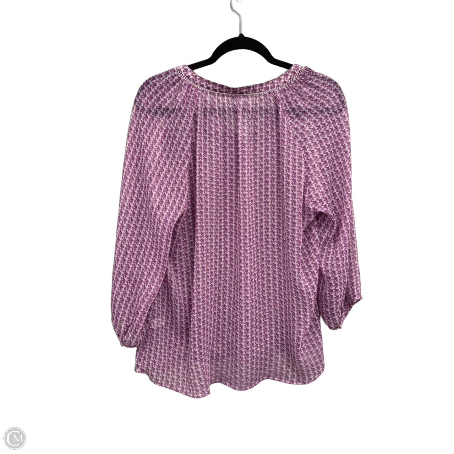 Blouse Long Sleeve By Violet And Claire In Purple & White, Size: L
