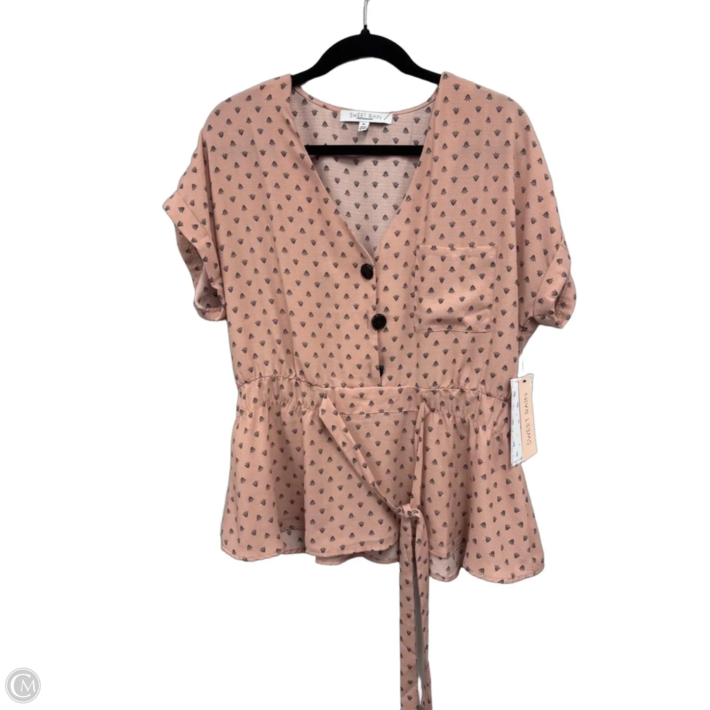 Top Short Sleeve By Sweet Rain In Black & Pink, Size: Xl