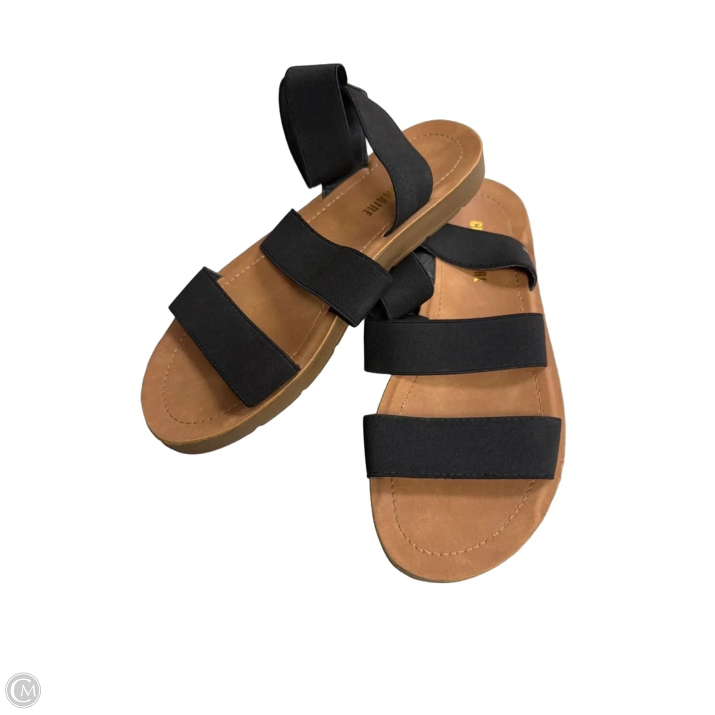Sandals Flats By Cushionaire In Black & Tan, Size: 7.5