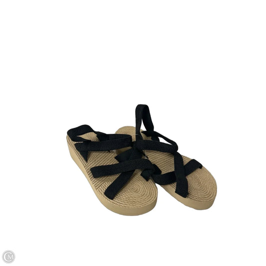 Sandals Heels Platform By Clothes Mentor In Black & Cream, Size: 8.5