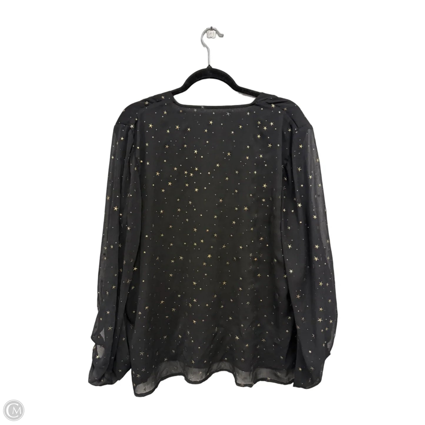 Blouse Long Sleeve By Entro In Black & Gold, Size: L