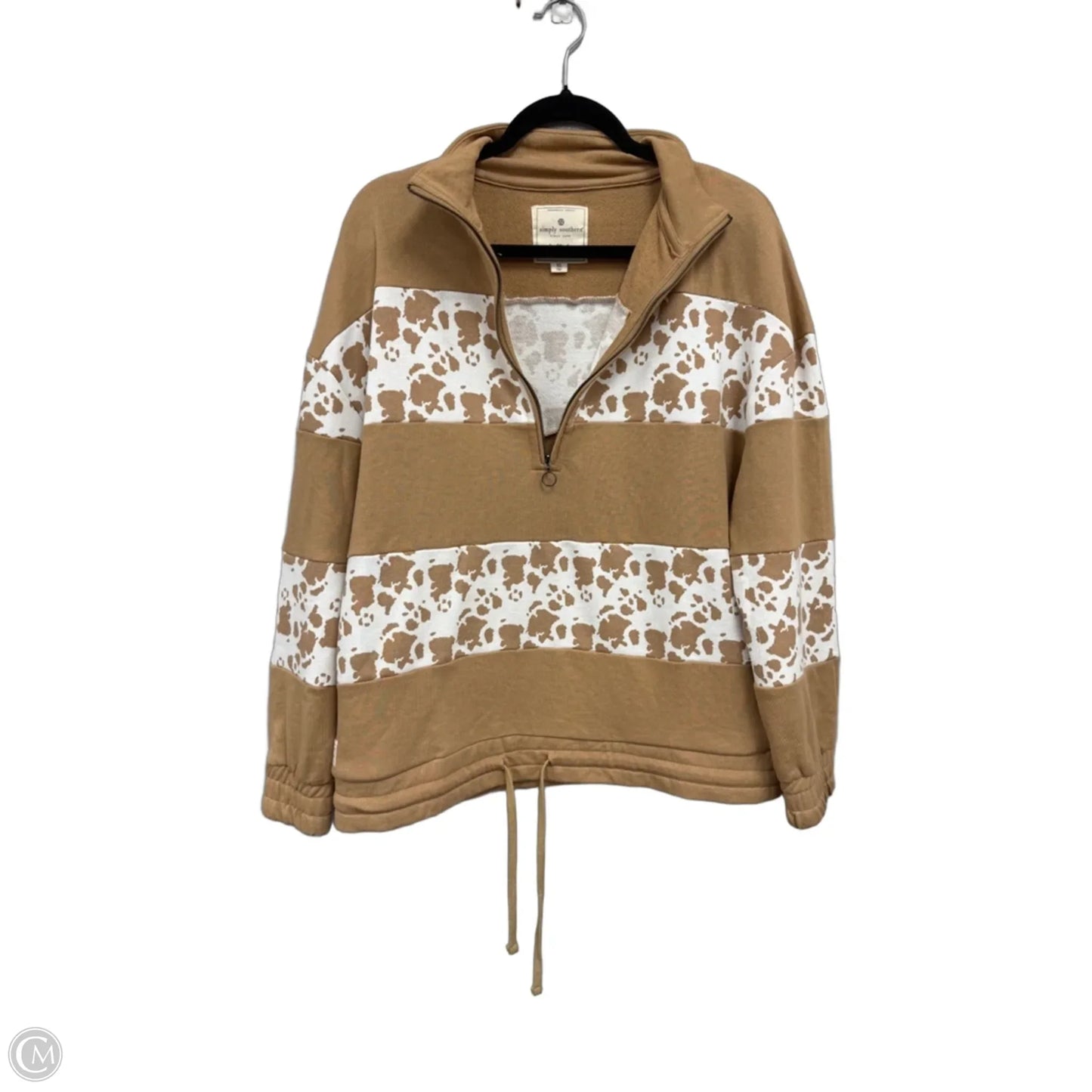 Sweatshirt Collar By Simply Southern In Tan & White, Size: Xl