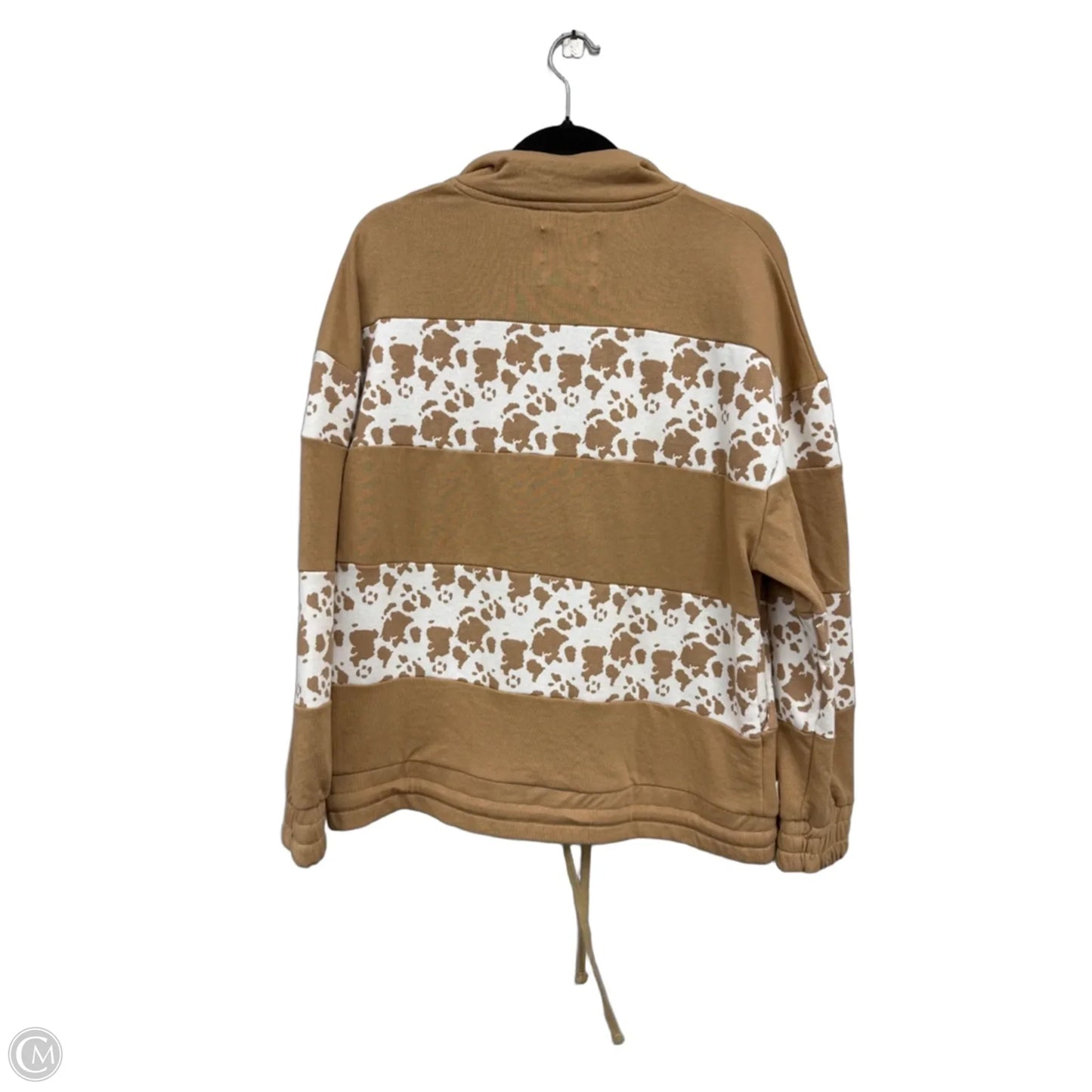Sweatshirt Collar By Simply Southern In Tan & White, Size: Xl