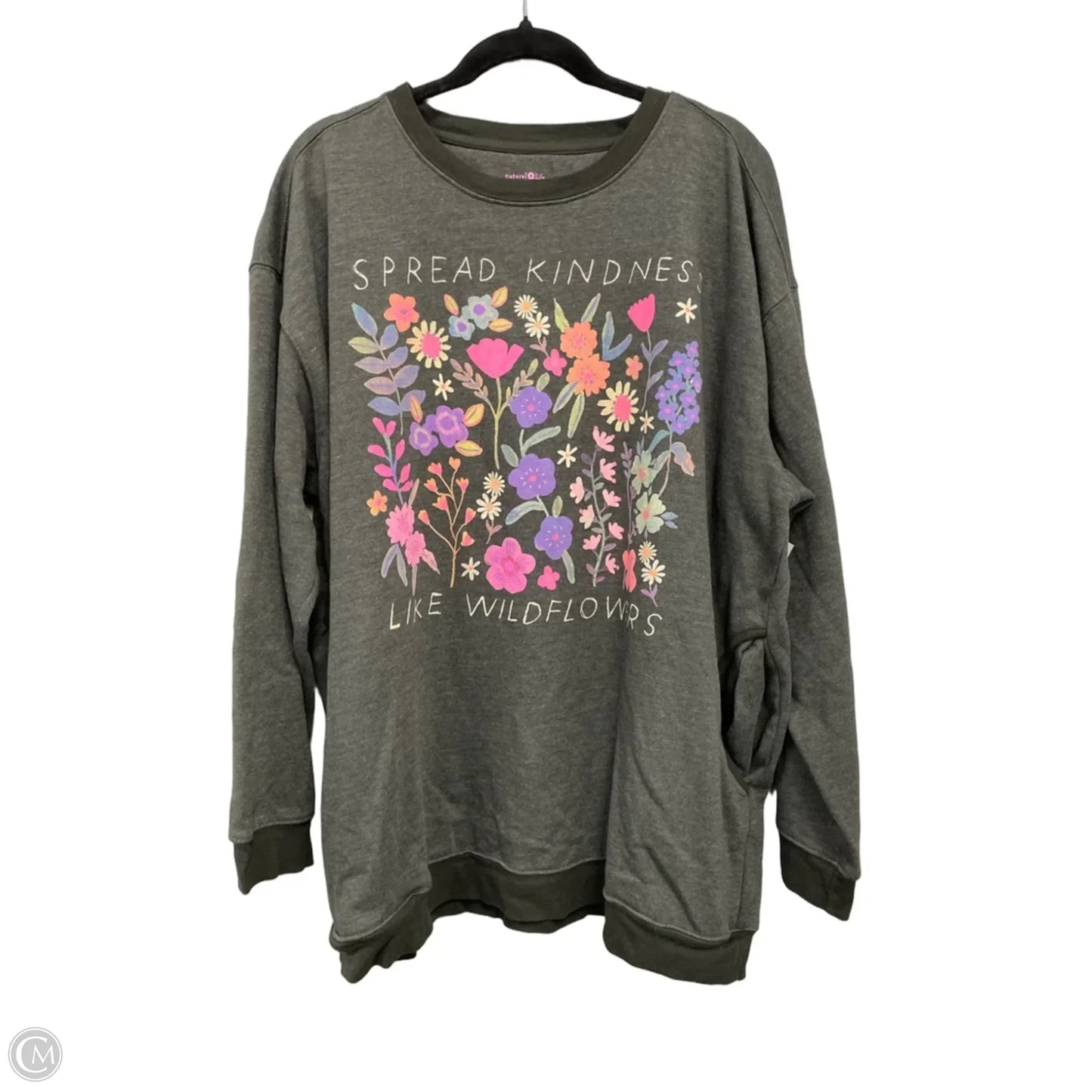 Sweater By Natural Life In Grey & Pink, Size: 3x