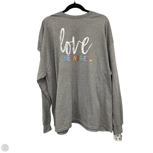 Top Long Sleeve Basic By Gildan In Grey, Size: 3x