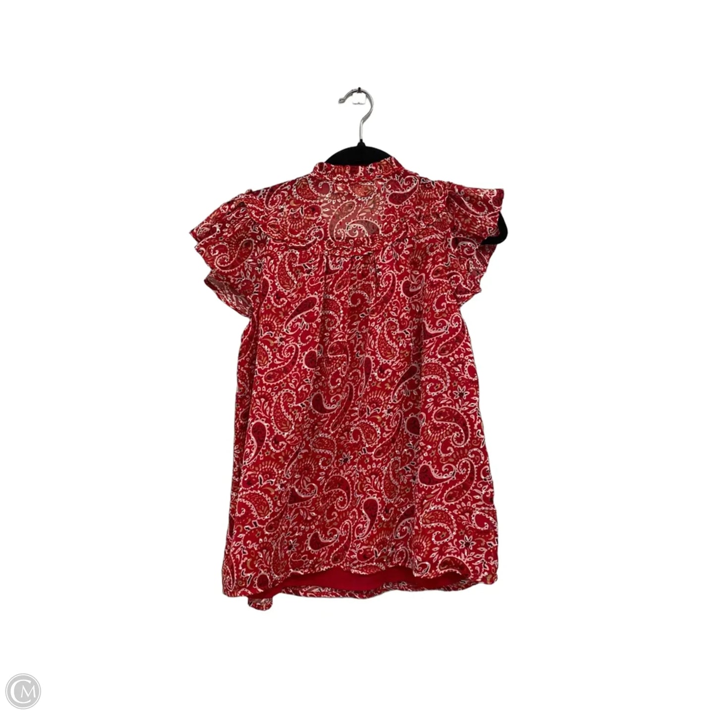 Top Short Sleeve By Loft In Red & White, Size: M