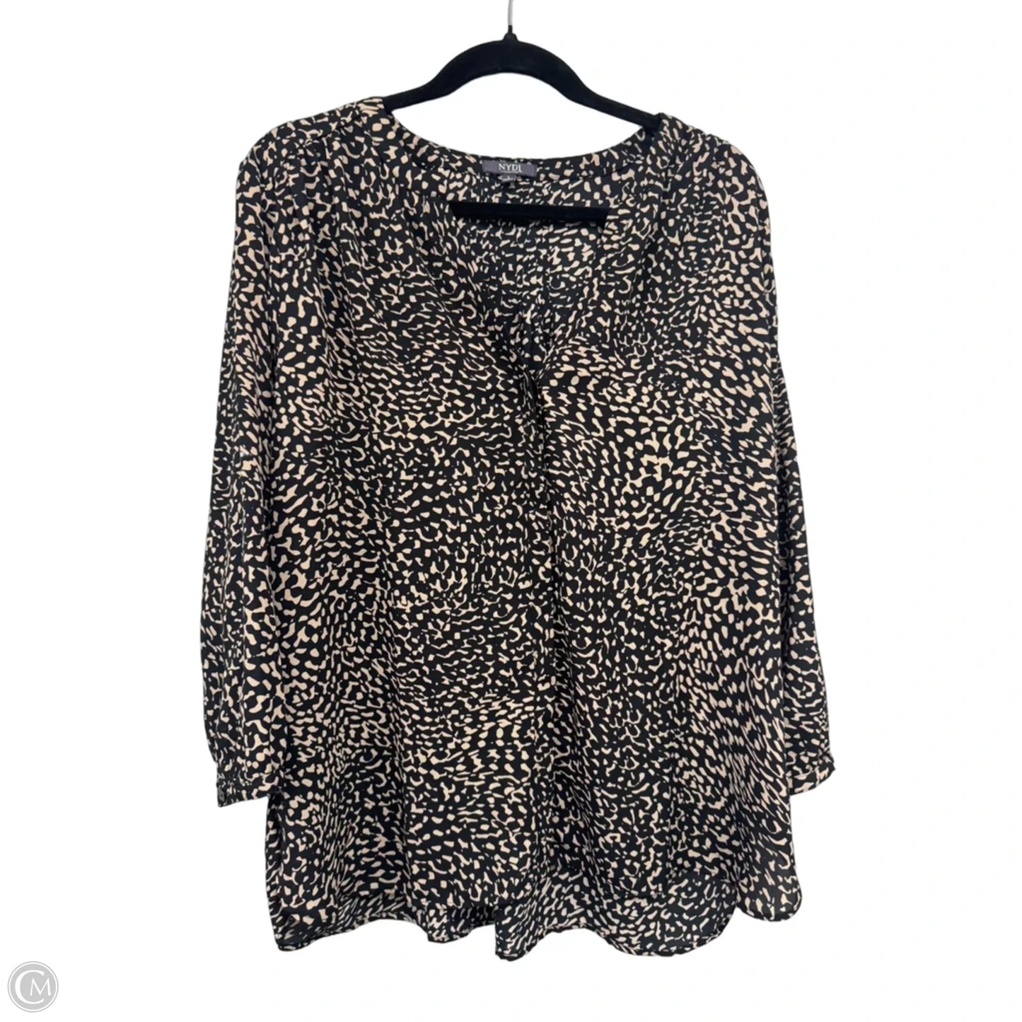 Blouse 3/4 Sleeve By Clothes Mentor In Black & Cream, Size: L
