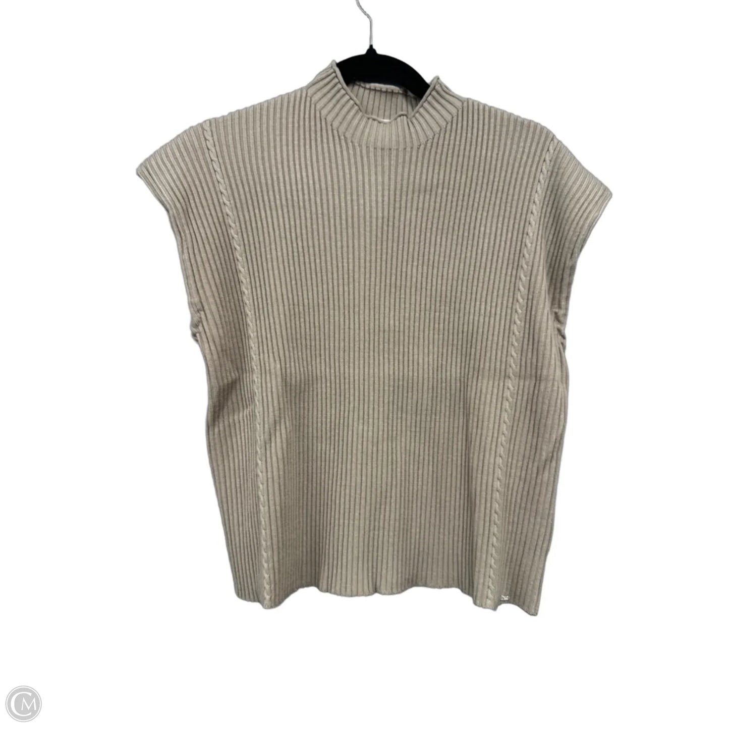 Sweater Short Sleeve By Calvin Klein In Cream, Size: Xl
