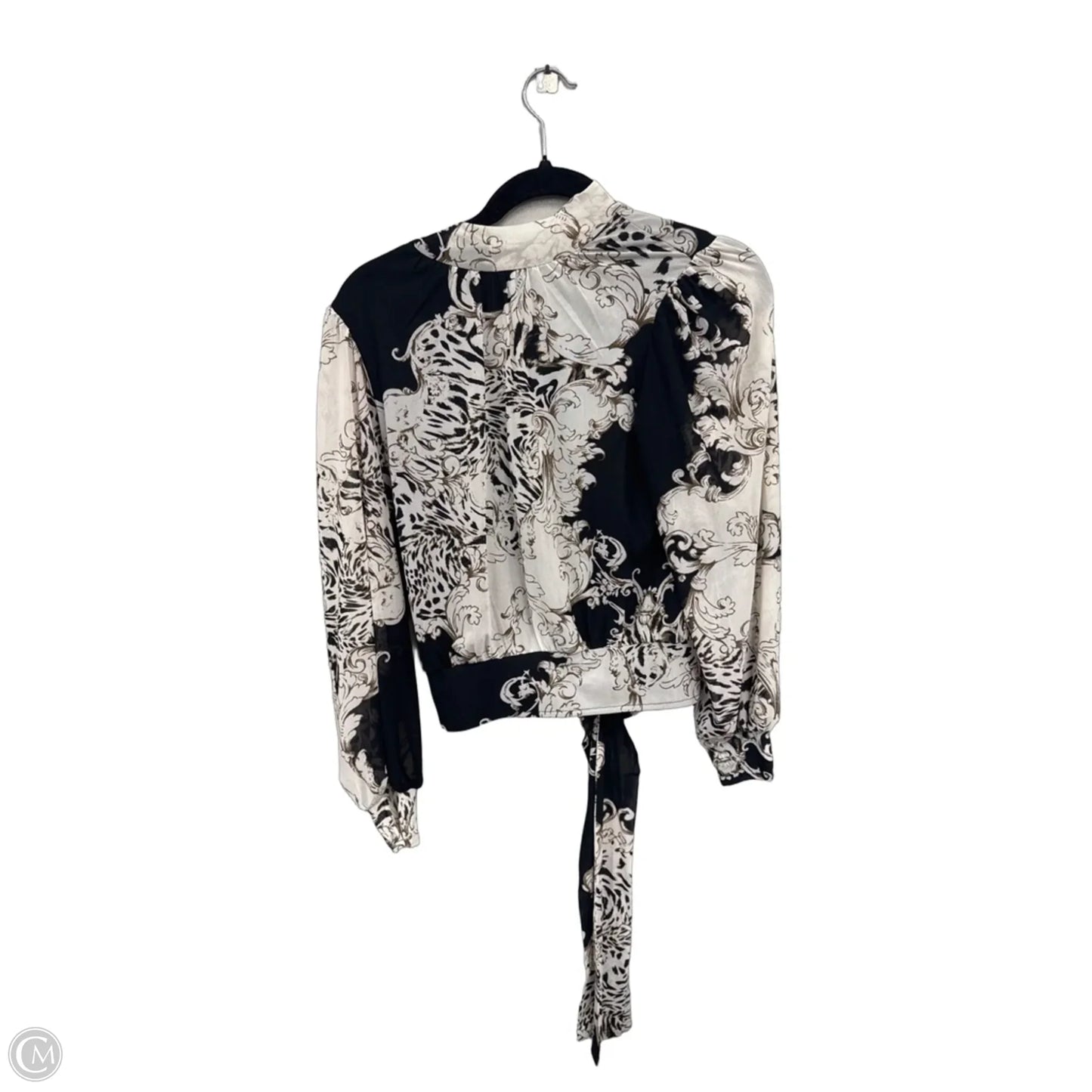 Blouse Long Sleeve By Ember In Black & Cream, Size: S