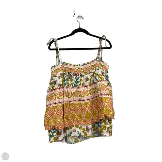 Top Sleeveless By Cmb In Cream & Pink, Size: Xl