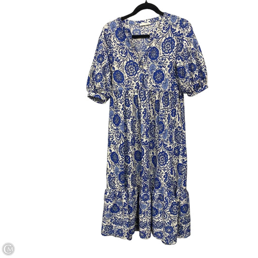 Dress Casual Midi By Zara In Blue & White, Size: S