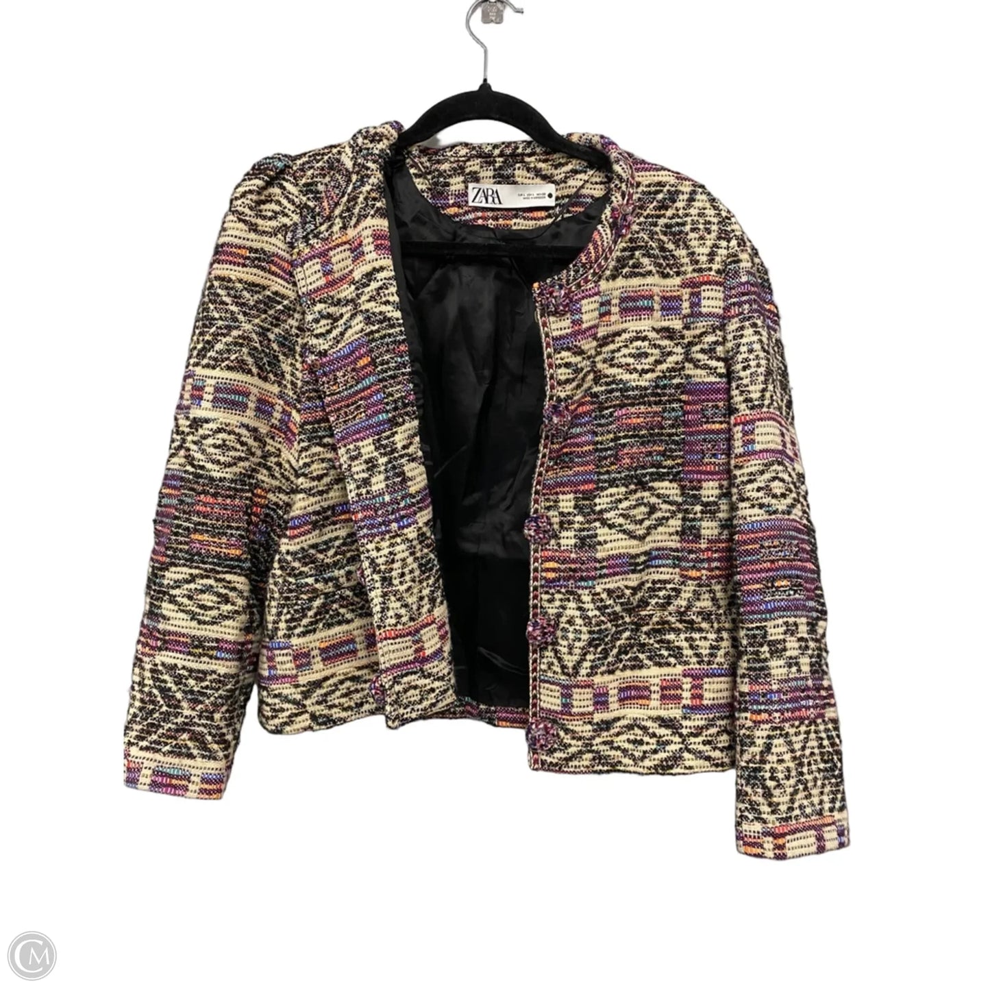Blazer By Zara In Cream & Purple, Size: L