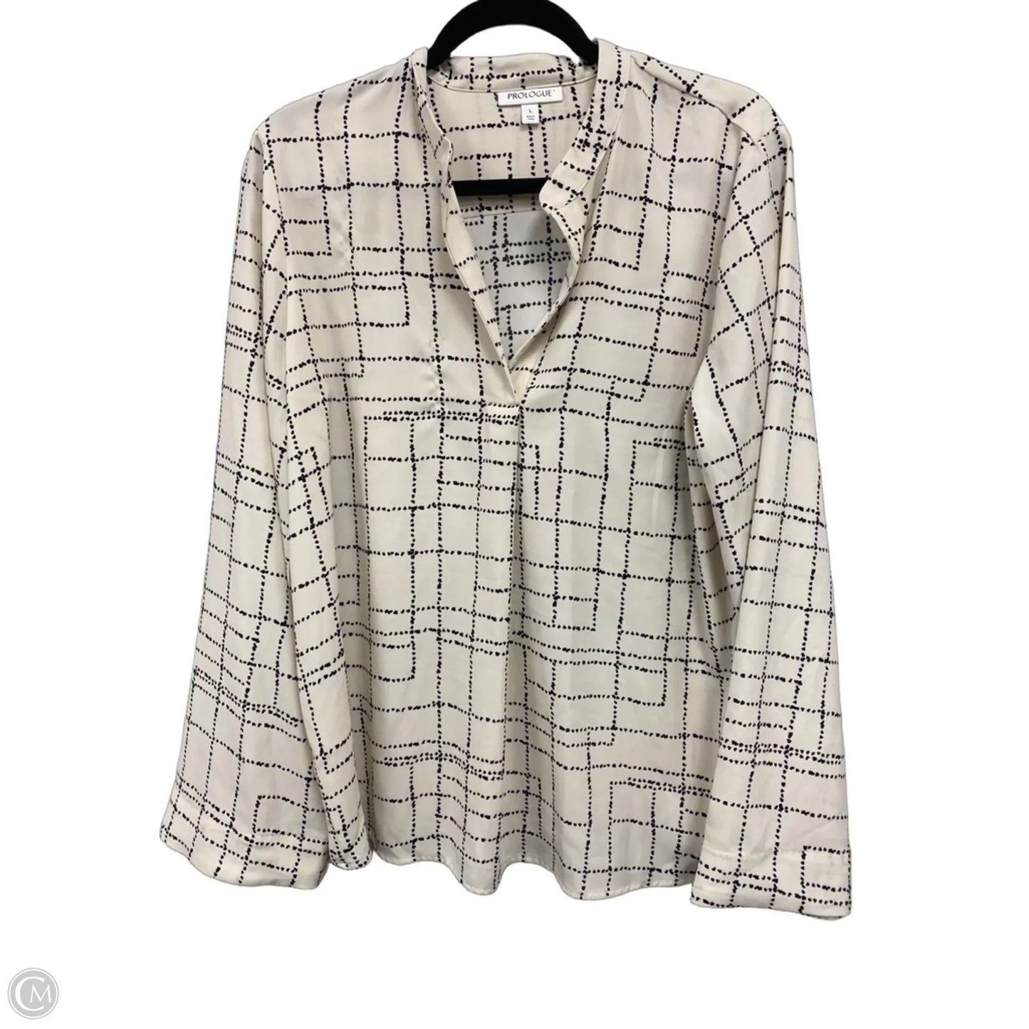 Blouse Long Sleeve By Prologue In Black & Cream, Size: L