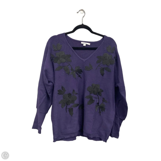 Sweater By Chicos In Black & Purple, Size: L