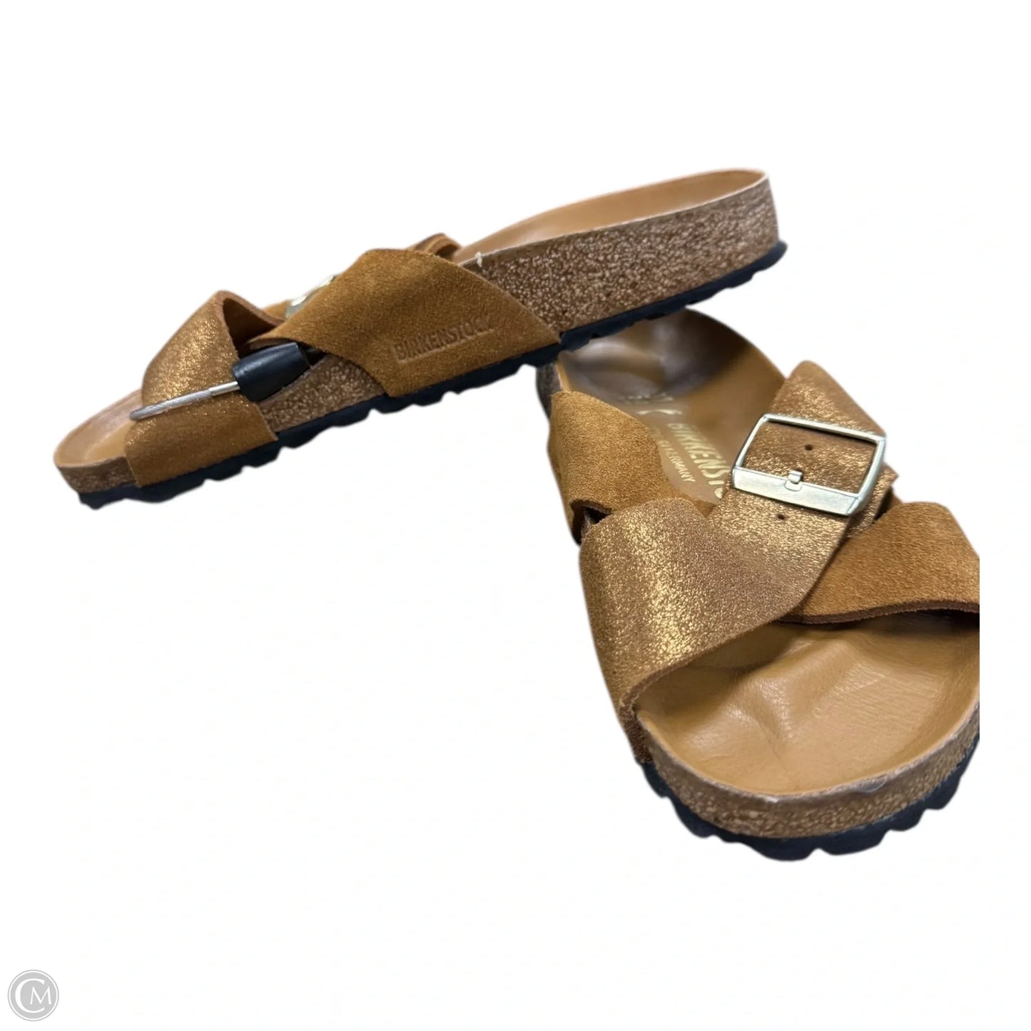 Sandals Flats By Birkenstock In Gold, Size: 6.5