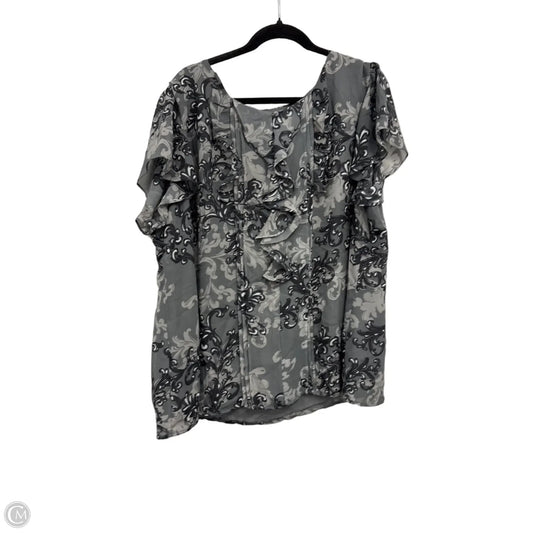Blouse Short Sleeve By Apt 9 In Black & Grey, Size: 3x