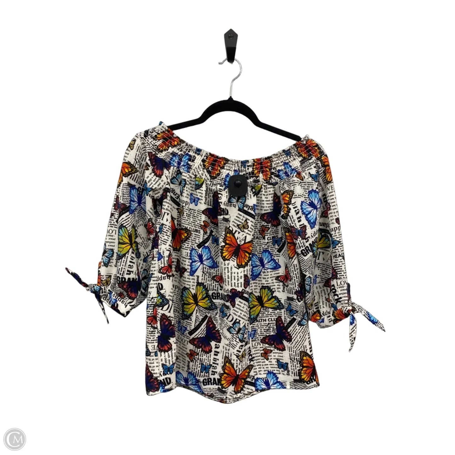 Blouse 3/4 Sleeve By Clothes Mentor In Black & White, Size: S