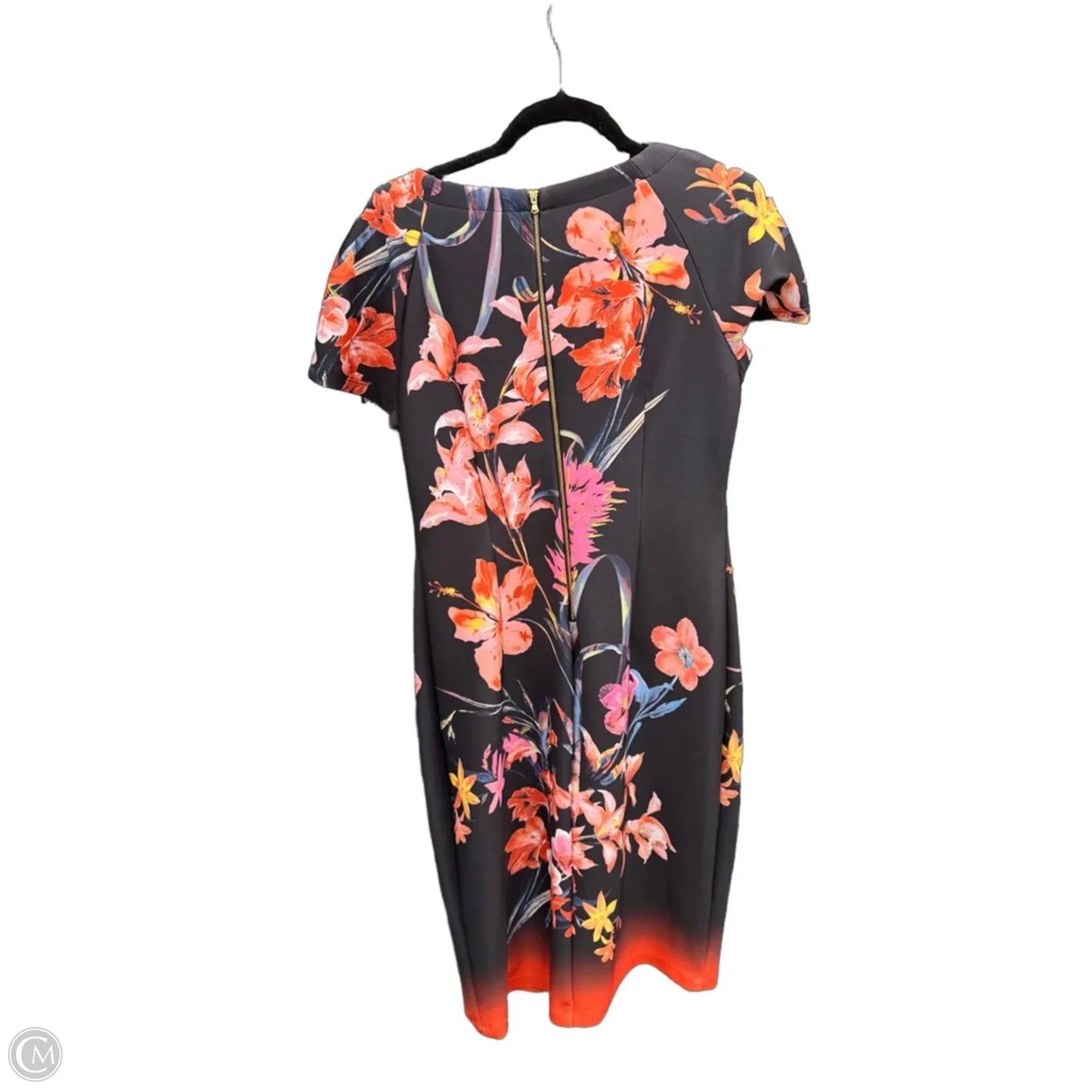 Dress Casual Midi By Gabby Skye In Black & Orange, Size: 12