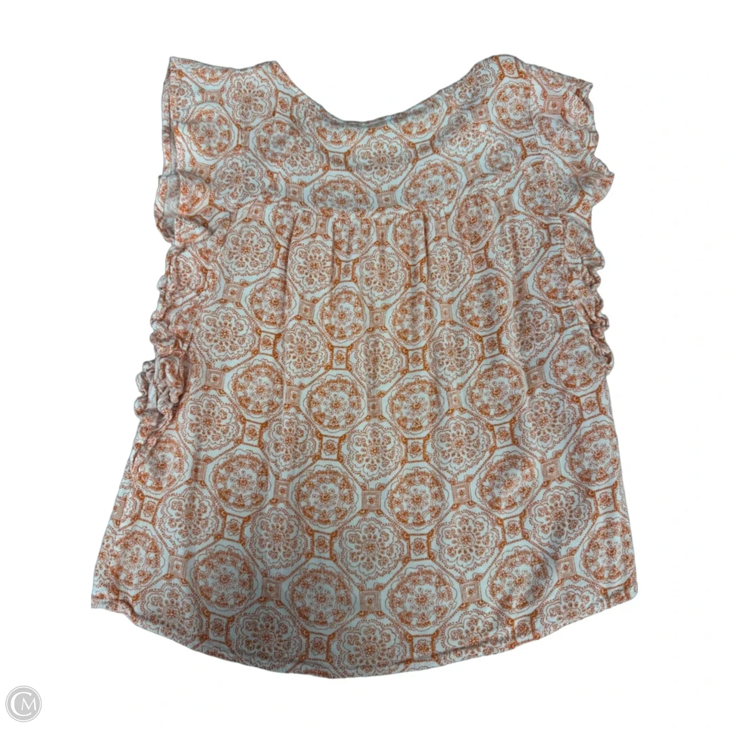 Top Short Sleeve By Hinge In Orange & White, Size: Xs