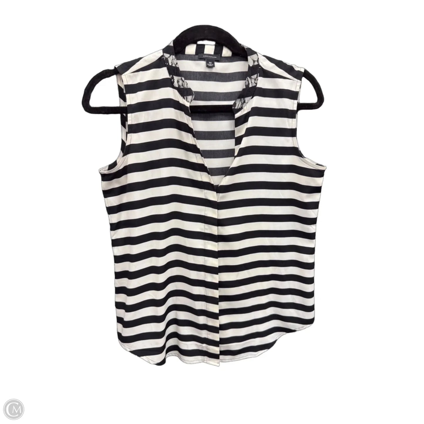 Top Sleeveless By Ann Taylor In Black & Cream, Size: Xs