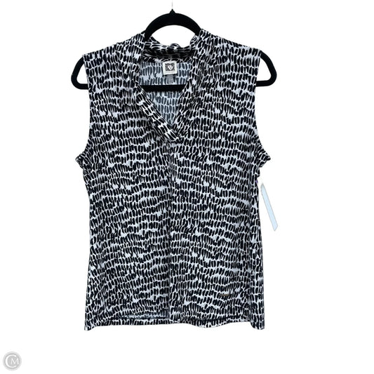Top Sleeveless By Anne Klein In Black & White, Size: L