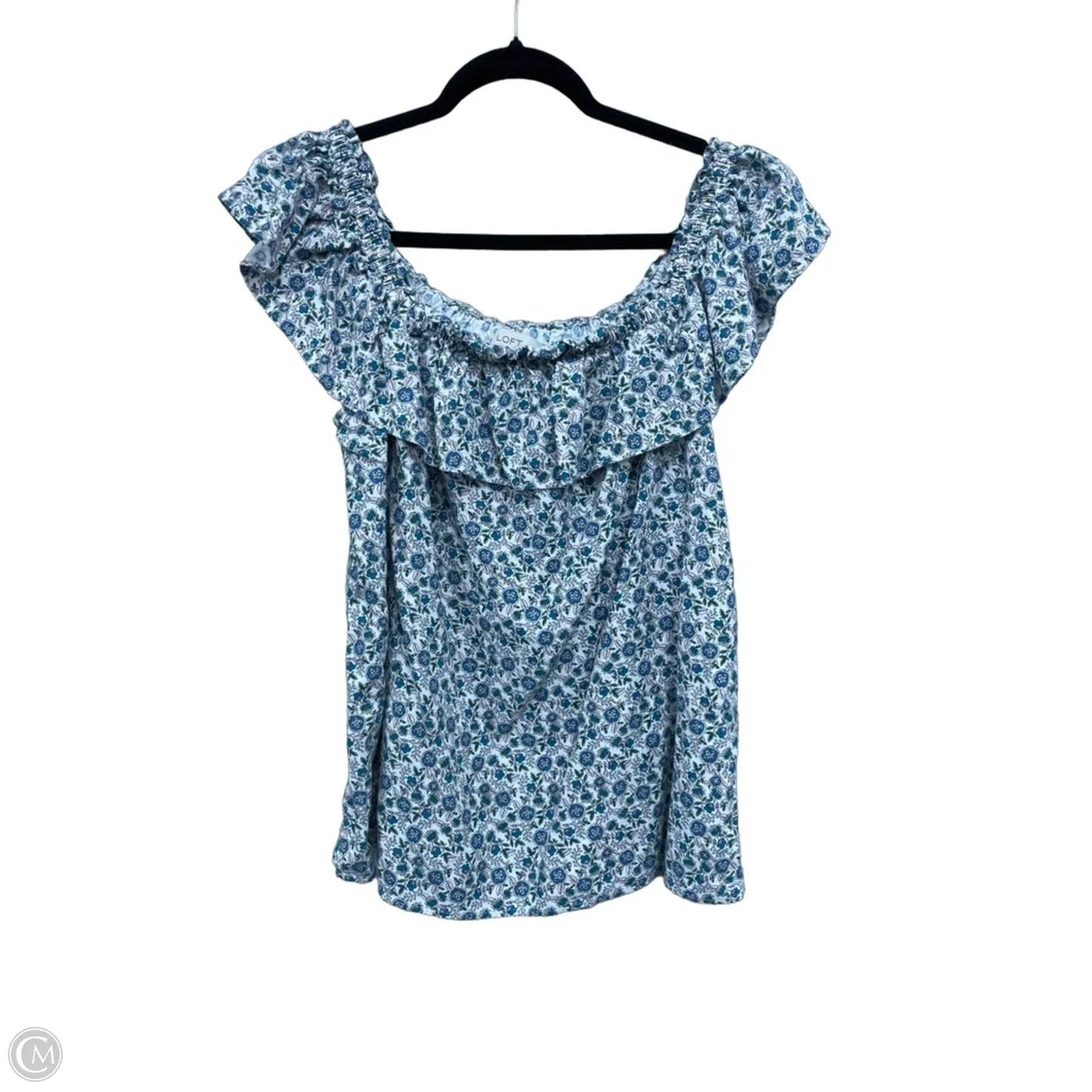 Top Short Sleeve By Loft In Cream & Green, Size: L