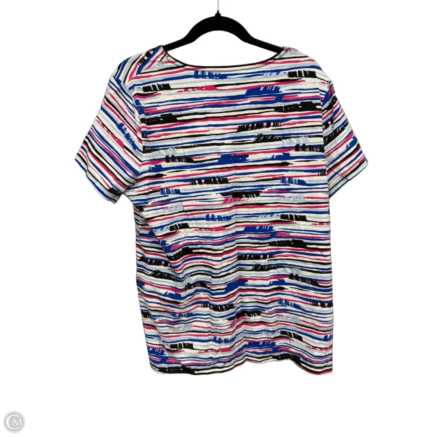 Top Short Sleeve By Kim Rogers In Blue & Pink, Size: Xxl