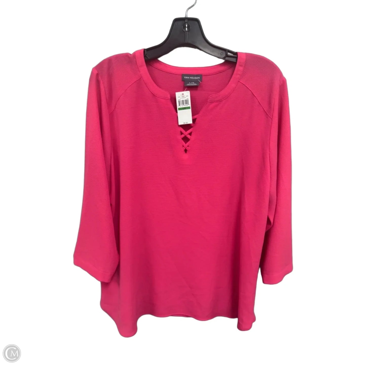Top Long Sleeve By Van Heusen In Pink, Size: L