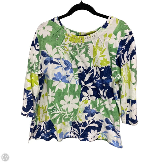 Top 3/4 Sleeve By Alfred Angelo In Blue & Green, Size: Xl