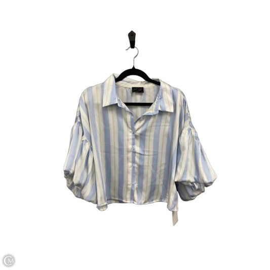 Top Short Sleeve By Milk & Honey In Blue & Cream, Size: Xl