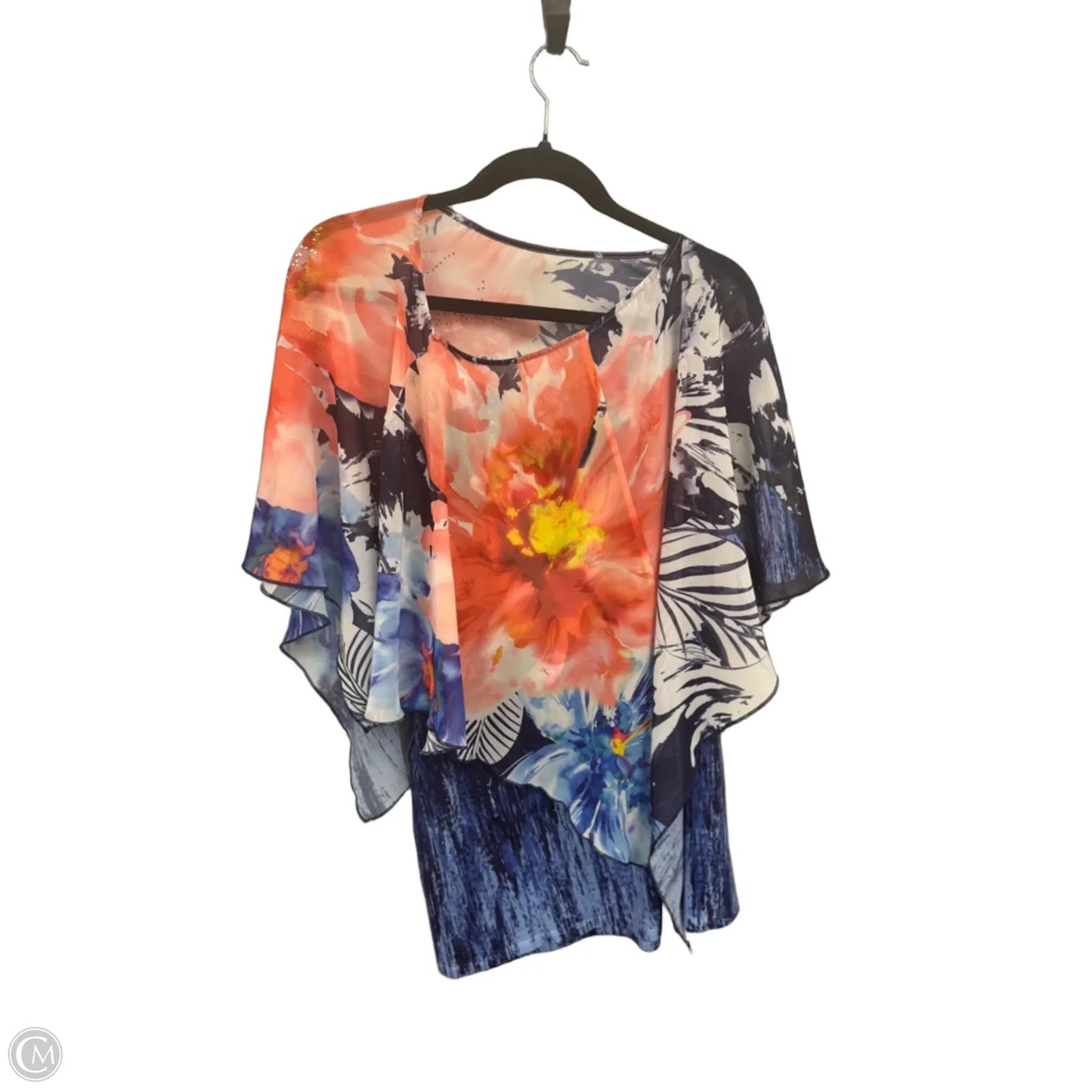 Top Short Sleeve By Avenue In Blue & Pink, Size: Xl