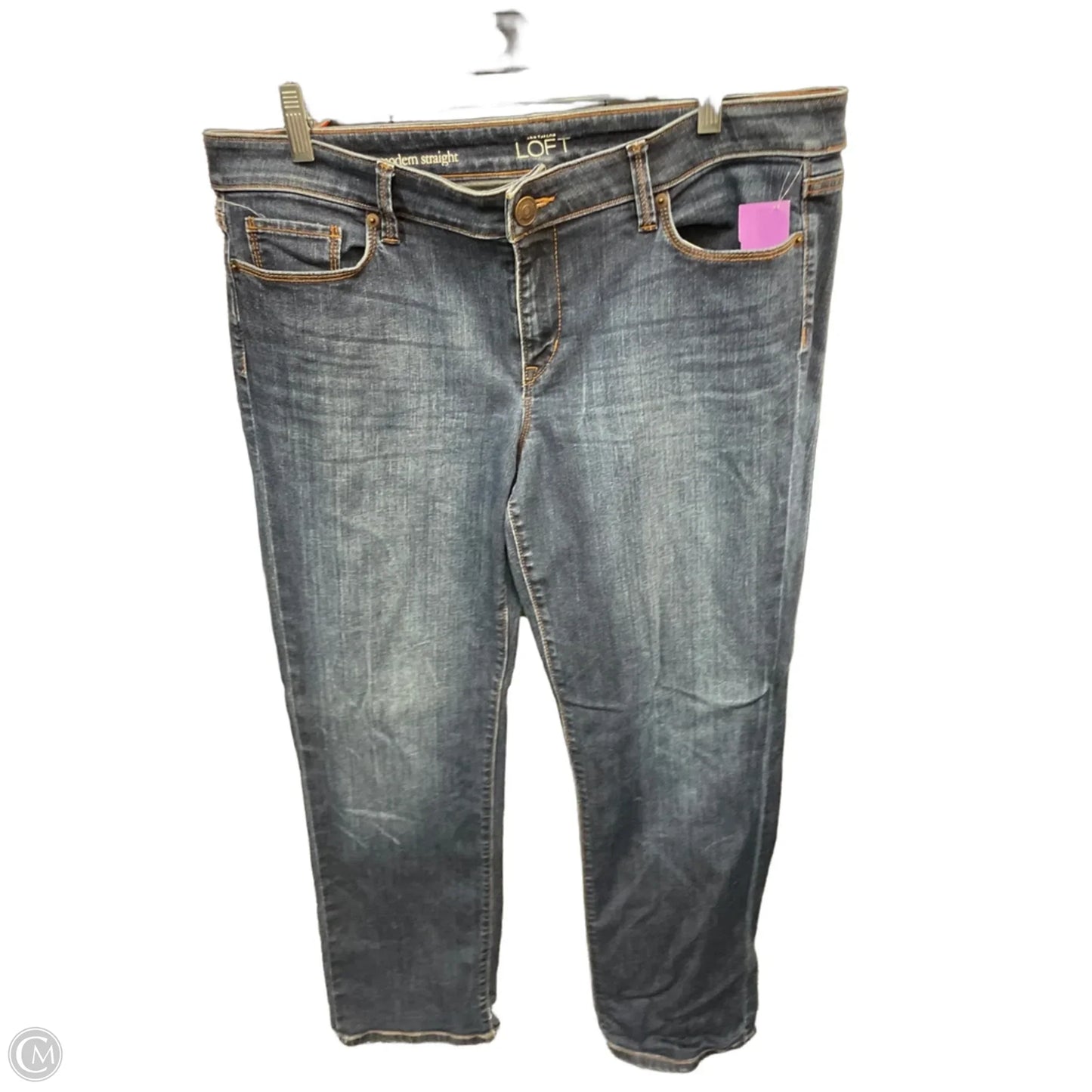 Jeans Straight By Loft In Blue Denim, Size: 14