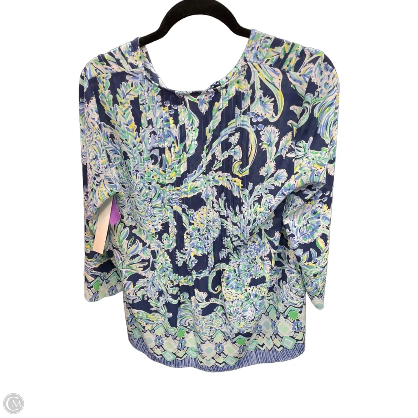 Top Long Sleeve Designer By Lilly Pulitzer In Blue & Green, Size: S